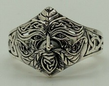 Grün Mann 925 Sterlingsilber Ring Keltischer Knoten Pagan Wald Greenman Hexen S