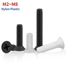 Nylon Senker Flachkopfschrauben weiß & schwarz Kunststoff Kreuzschlitzschrauben