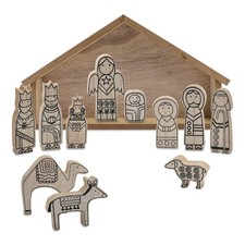 Holz Krippen Stall mit Figuren