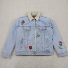 Levis Jacke Damen Gr.M Sherpa Trucker Übergangsjacke Denim Kunstfell Anorak