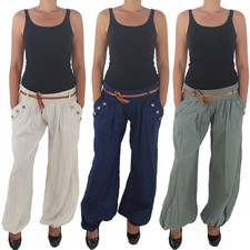 Sommer Boyfriend Strandhose Pump Pluder Aladin Haremshose Baggy Chino Hose