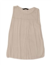 Zara Damen ärmelloses Blusentop UK 14 Medium weiß BH30