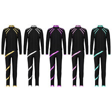 Mädchen Eiskunstlauf Outfit Strass Glanz Reißverschluss Jacke Mit Leggings Hosen