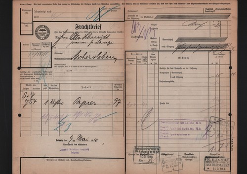Frachtbrief 1910 johann - frachtbrief, 1910,