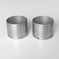 2 alte Serviettenringe mit Bayern Flagge, Aluminium silber Ø 4cm vintage Rarität