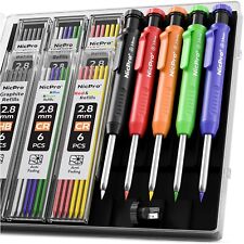 Tieflochmarker Bleistift Set, 5 Solide Zimmermannsbleistifte mit 41 Minen, Bo...