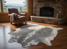 NEU ECHT 100% KUHFELL TEPPICH GRAU AUSTRALISCH KUHFELL HAUT TEPPICHFLÄCHE 167 x 160 cm