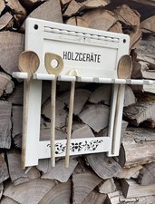 altes Küchenbord Wandregal Kochlöffelbrett Holz Porzellan shabby true vintage 