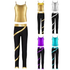 Kinder Mädchen Anzug Spaghettibänder Outfit Sport Sets Camisole Kostüm Glänzend