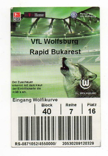 Ticket vfl wolfsburg - ec,