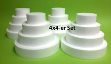4x Torten 4-stöckig/16-Set Ø 25/20/15/10x8 Dummy Cake Styroporartikel Scheibe 3D