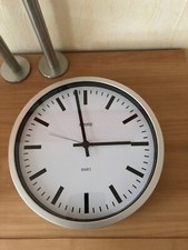 Eurochron Quartz Wanduhr Bürouhr 30,5cm Metallgehäuse gebürstet silberfarben
