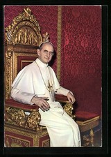 AK Papst Paul VI. in seiner Soutane mit goldenem Kreuzanhänger auf dem Heiligen 