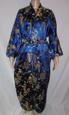 Morgenmatel Seide unisex Damen Herren Orientalisches Motiv blau Größe M/ L