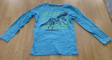 dopodopo Langarmshirt Gr. 128 blau mit Dinosaurier Muster