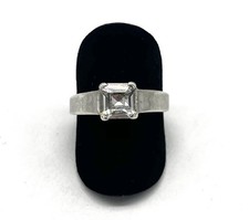 Silberring, simulierter Diamant, Kissenschliff, Gr. 59, 925/- Sterlingsilber