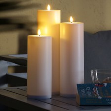 LED Kerzenset XXL für Außen Outdoorkerzen 3 Größen Timer Sensor weiß 3er Set