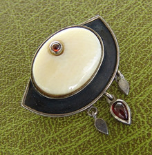 RARE 925 STERLING SILBER JUGENDSTIL / ART DÉCO BROSCHE, PUNZIERT 925 - UM 1920