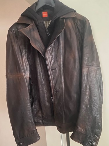 Hugo boss orange lederjacke - orange,