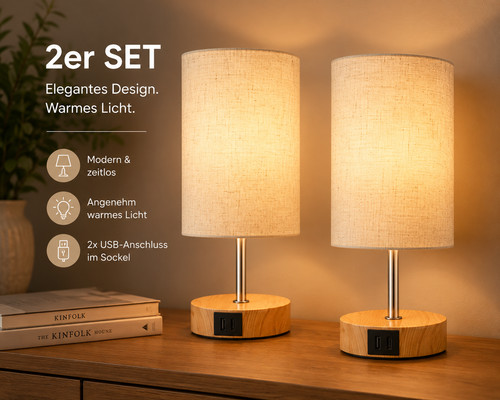 Suright nachttischlampe 2er - suright,
