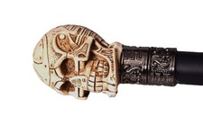 Spazierstock Gehstock Wanderstock mit Griff aus Elfenbein-Imitat Totenkopf Stock