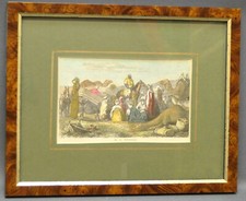 Altcolorierter Kupferstich "Beduinenlager Nr. 192"  Monogramm HL 15,0 x 9,5 cm