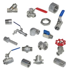 Edelstahl Gewindefittings 1/8 bis 1 Zoll, Winkel, T-Stück, Kugelhahn und mehr !