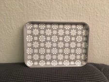 IKEA Tablett Melamin Schneeflocken Design Grau/Weiß 20x28cm