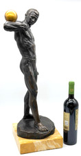 ❗️XXL Antiker Bronzeakt Marcus Fritzsche Fec. Kugel balanzierender Athlet 66cm❗️