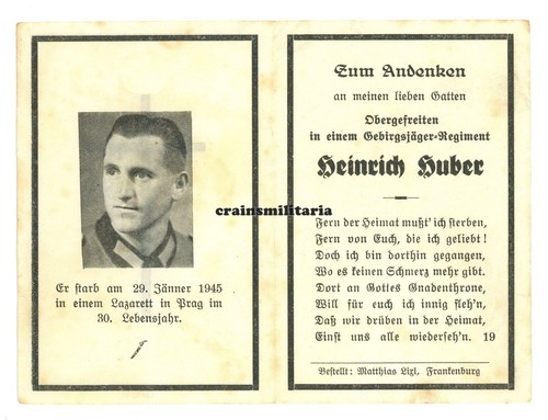 Orig sterbebild gebirgsjäger - orig.,