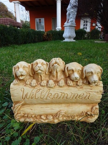 Steinfigur hunde mit - hunde,