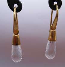 Edle Ohrhänger 925 Sterlingsilber vergoldet Bergkristall Tropfen Schliff 3,5 cm