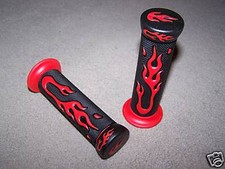Flammen Griffe Schwarz Rot Quad Roller Moped Mofa Lenkergriffe 22mm + 24mm Neu