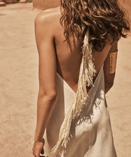 ZARA LEINENKLEID MIT FRANSEN LIMITED EDITION BEIGE NEU SS23 XS-XL REF.7493/915