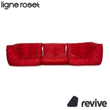 ligne roset Togo Stoff Sofa Rot Dreisitzer Couch