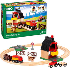 BRIO World 33719 Bahn Bauernhof Set - Holzeisenbahn Mit Bauernhof, Tieren Und Ho