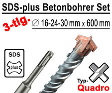 SDS-plus Betonbohrer Set 3-tlg Quadro Bohrer Hammerbohrer 16mm 24mm 30mm x 600mm