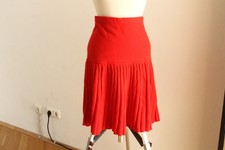 Knall-roter Falten-Rock Kaschmir-Wolle Gr. 36/S pleated weich knielang Winter