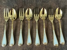  8 tlg.  je 4 Teelöffel / Kuchengabeln vergoldet Gold m Perlmutt HANSEAT 