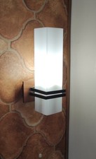 TEAK WANDLAMPE WANDLEUCHTE WEISSER GLASSCHIRM 60ER JAHRE MIDCENTURY DESIGN