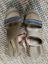 NEU...BALDININI SCHLAPPEN SANDALE SCHUHE BEIGE SCHWARZGR. 37 LEDER DUSTBAG