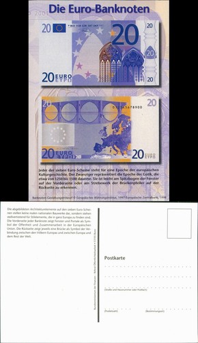 Ansichtskarte geldscheine - ansichtskarte,