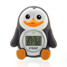 Reer 24041 Baby-Badethermometer, Pinguin-Motiv, LCD-Display, Stoppuhr- und Timer