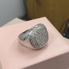 14K Weißes Massives Gold Herren Diamant Pave Set Ring 2,30 TCW 20 mm