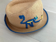 Pusblu Strohhut Look mit Gr. 53/55 Kinder Affenmotiv braun / blau wie neu