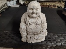 Buddha Figur Meditierend, Dekofigur Skulptur Statue Grau Neu