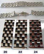 MASSIV EDELSTAHLUHRBAND POLIERT MIT BUTTERFLYFALTSCHLIESSE Wahl: 20 mm od. 22 mm