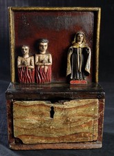 BAROCK OPFERSTOCK ABLASS KOLLEKTE FEGEFEUER BUßE MARIA HOLZ FARBIG ALPEN 1700