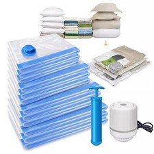 12er Set Vakuumbeutel Aufbewahrungsbeutel Kleidung Vakuum Beutel + Luftpumpe