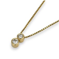 Kette Collier Anhänger 750/18k. Gelbgold Brill. G P1 ca.0,25ct. ca.46 cm  -059